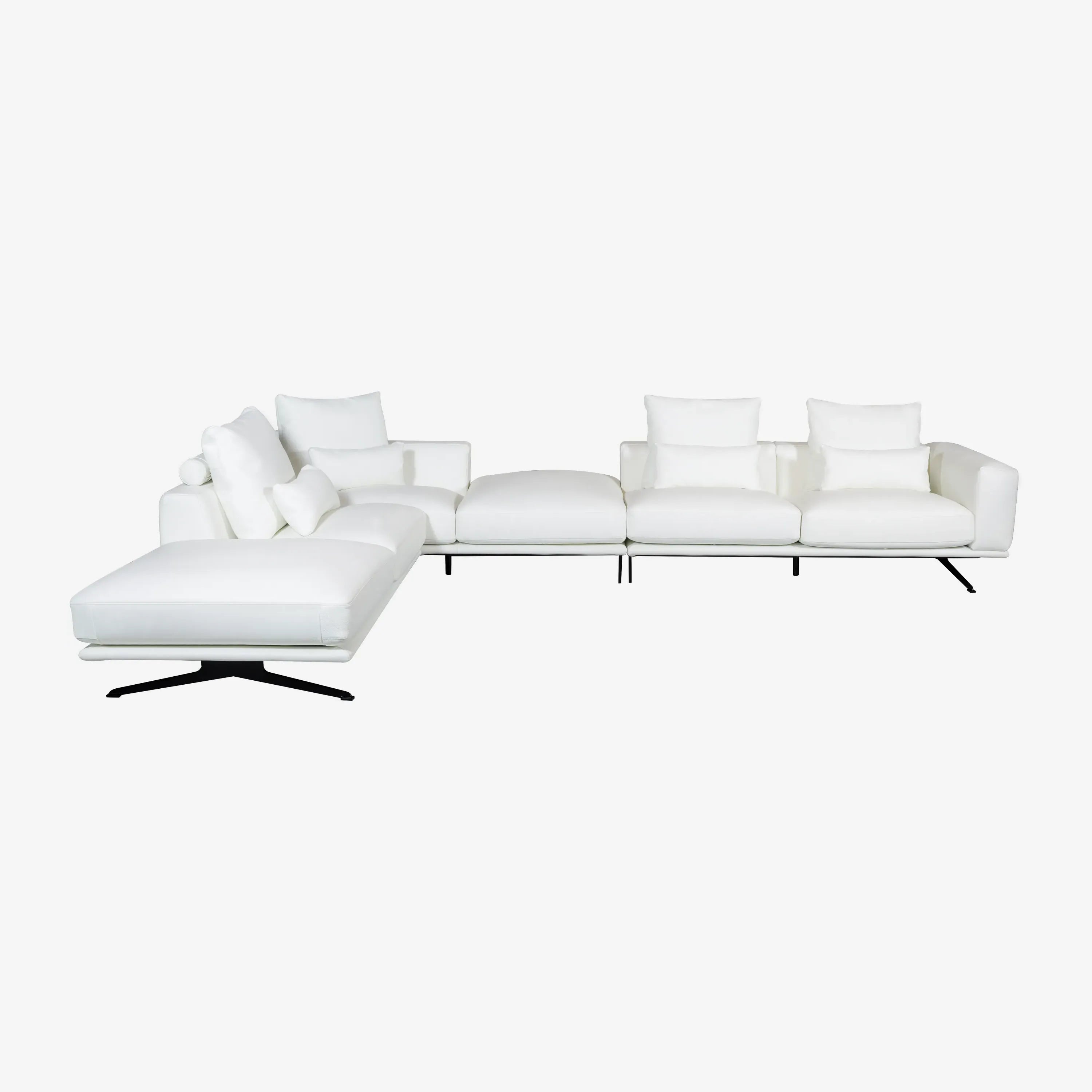 Luciano Lounge Leather Sofa White Left
